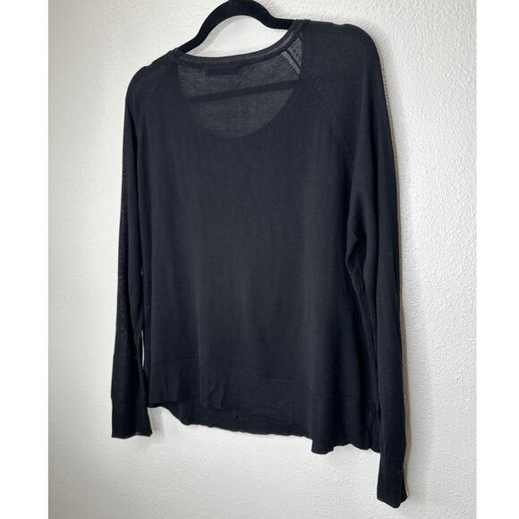 Zara Black Round Neck Long Sleeve Lightweight Thin Sweater Jumper L - Picture 8 of 11